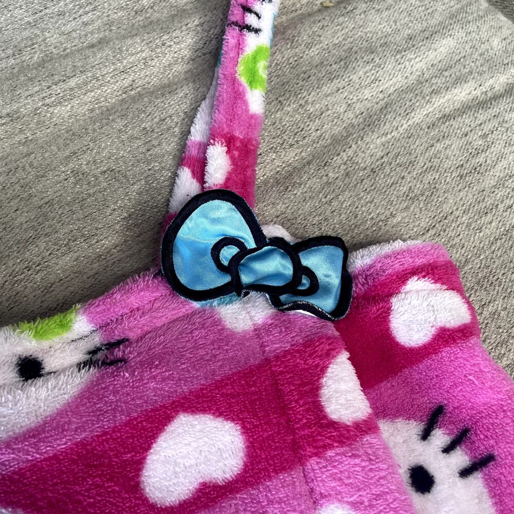 Hello Kitty Sanrio Pink Plush Spa Wrap Shower Robe Hearts Medium Y2K Kawaii - Picture 2 of 4
